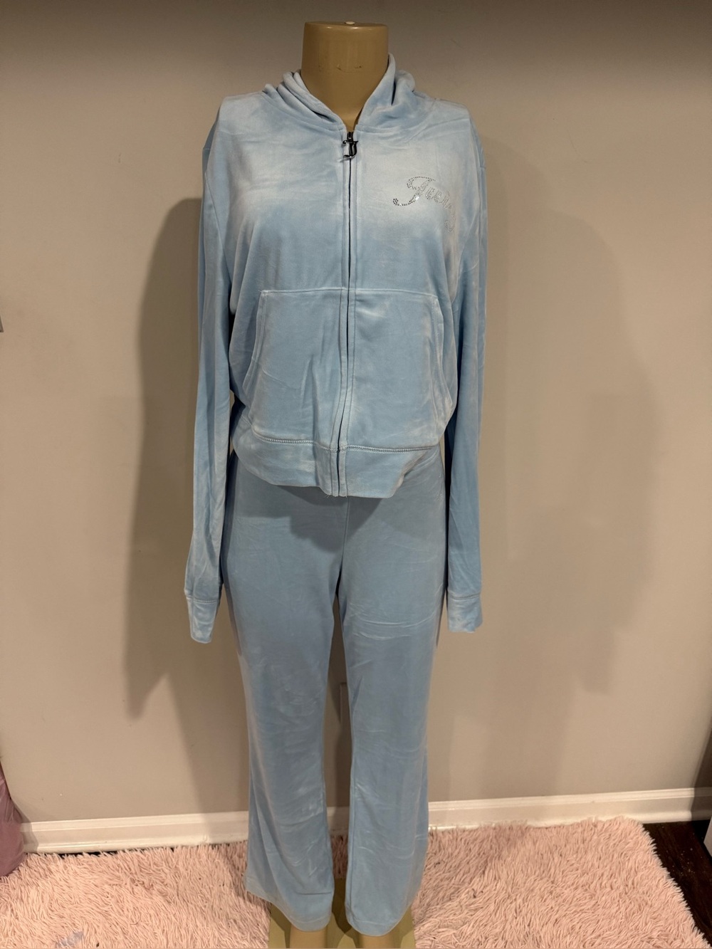 Juicy Couture Tracksuit Size xl jacket pant blue Glitter y2k vintage new tags